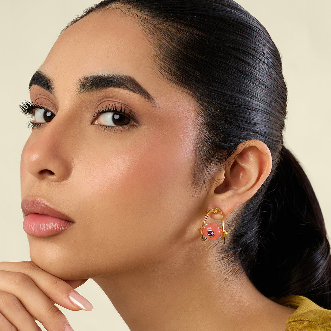 Rosé Mirage Huggie Hoops