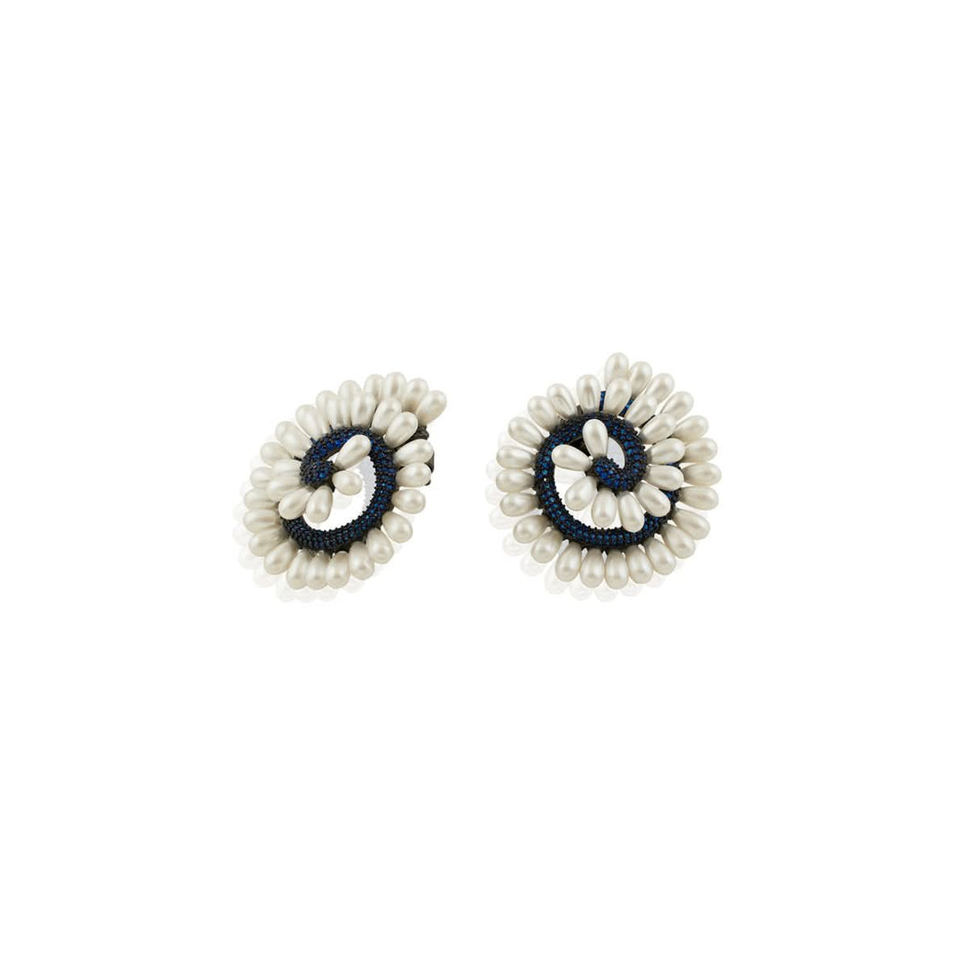 Azure Pearl Stud Earrings