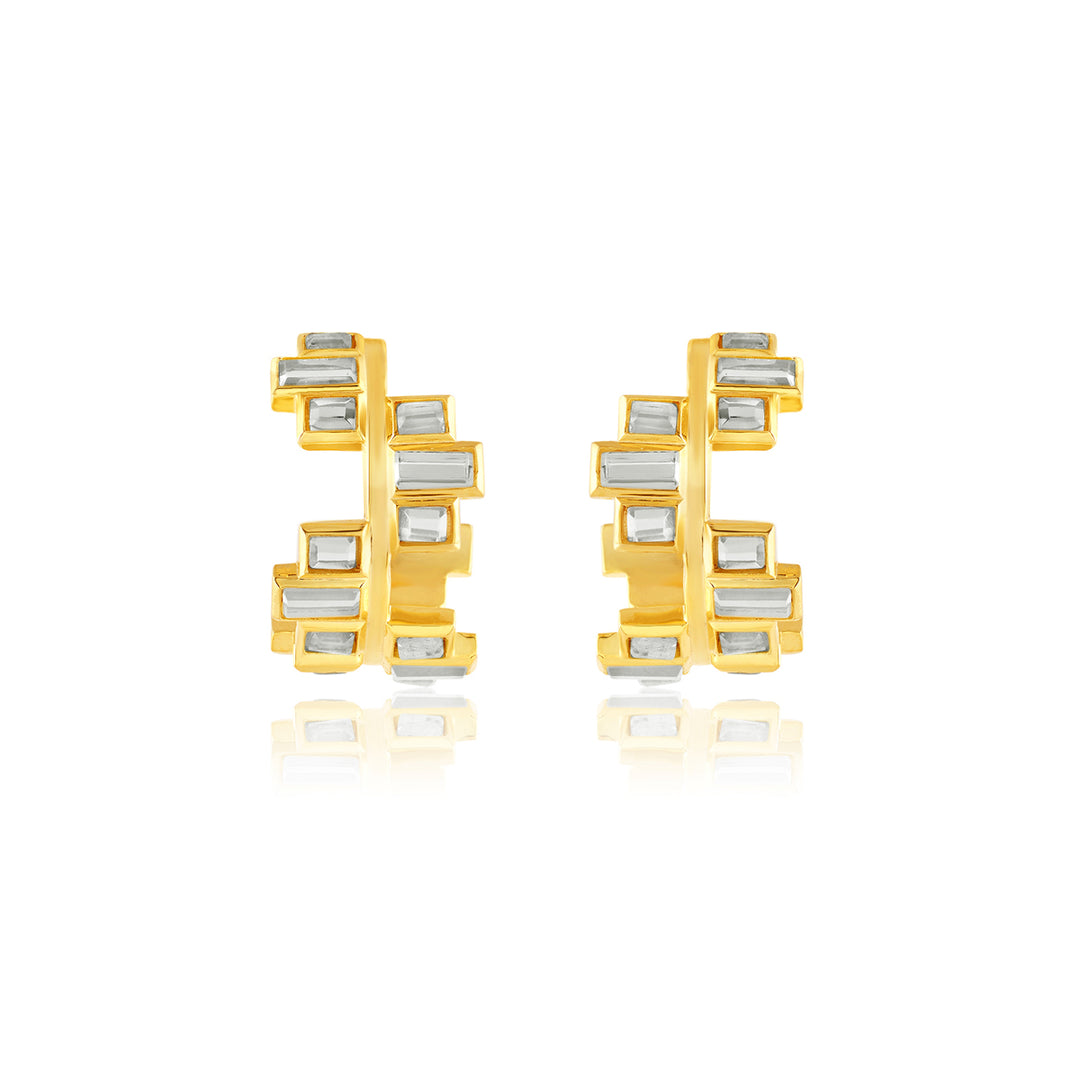 Art Deco Halo Hoop Earrings
