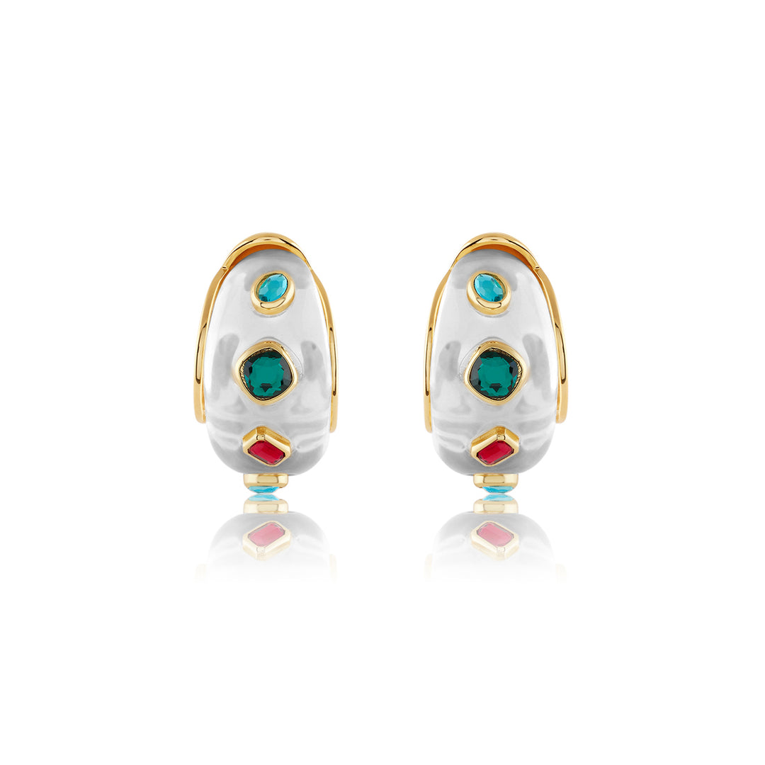 Clear Garden Resin Huggie Hoops