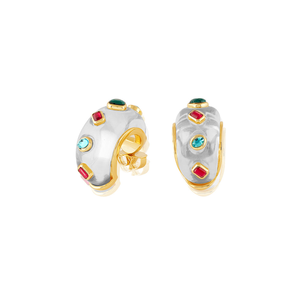 Clear Garden Resin Huggie Hoops