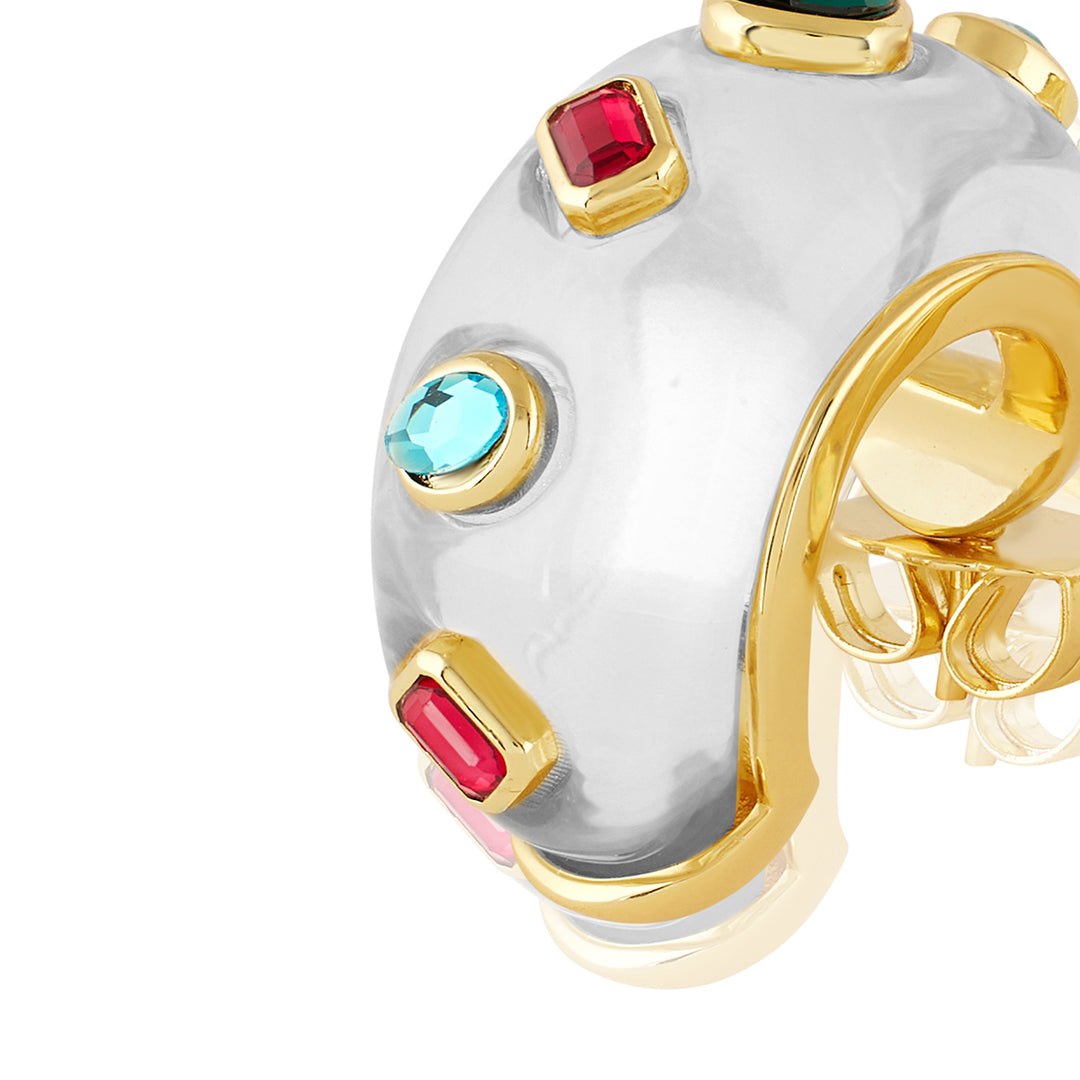 Clear Garden Resin Huggie Hoops
