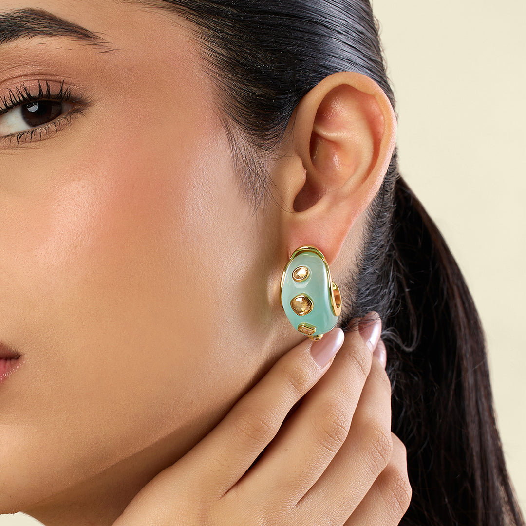 Turquoise Garden Resin Huggie Hoops