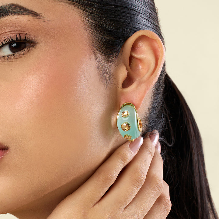 Turquoise Garden Resin Huggie Hoops