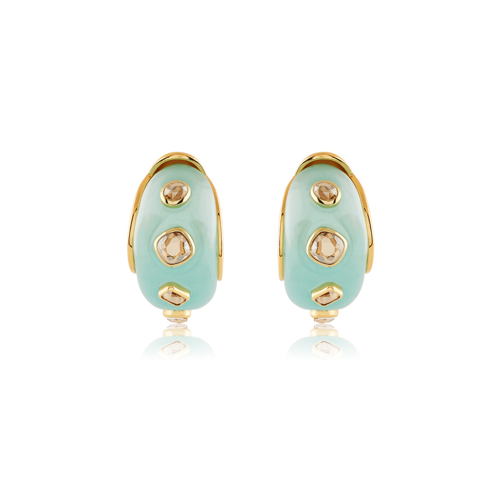 Turquoise Garden Resin Huggie Hoops