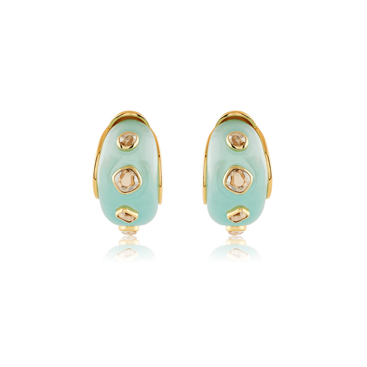 Turquoise Garden Resin Huggie Hoops