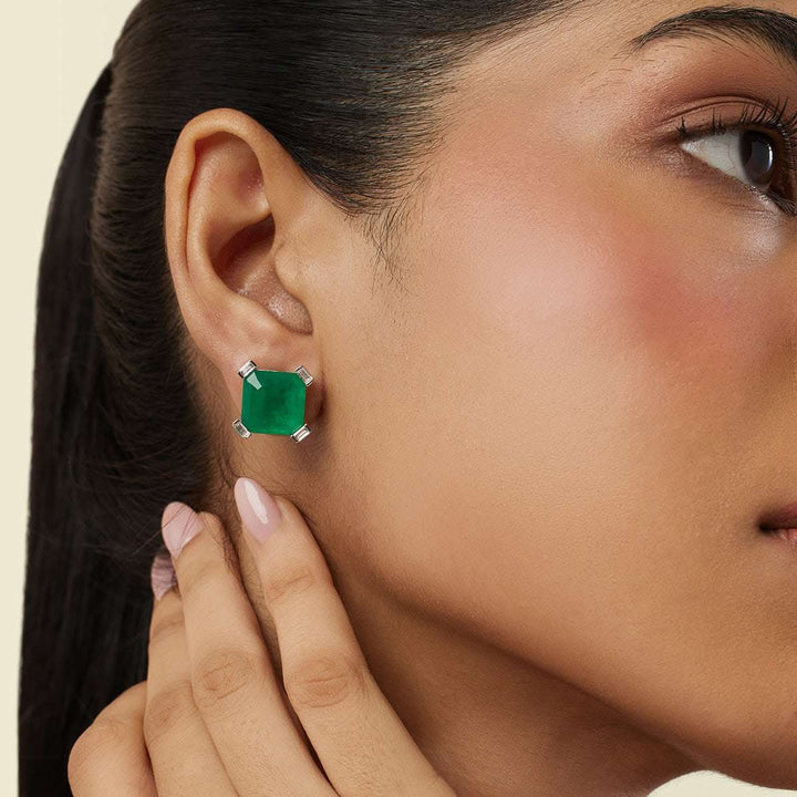 Emerald Luxe Square Studs