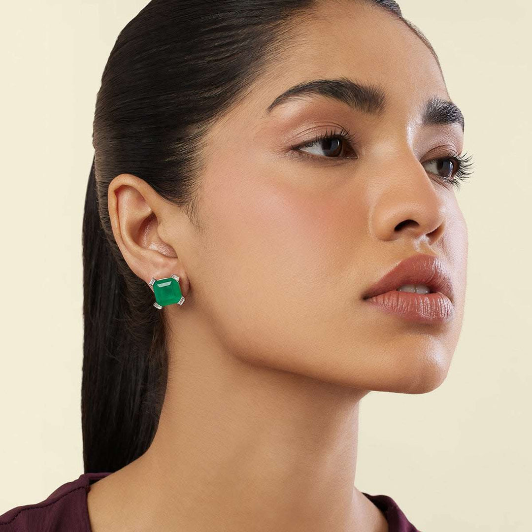 Emerald Luxe Square Studs