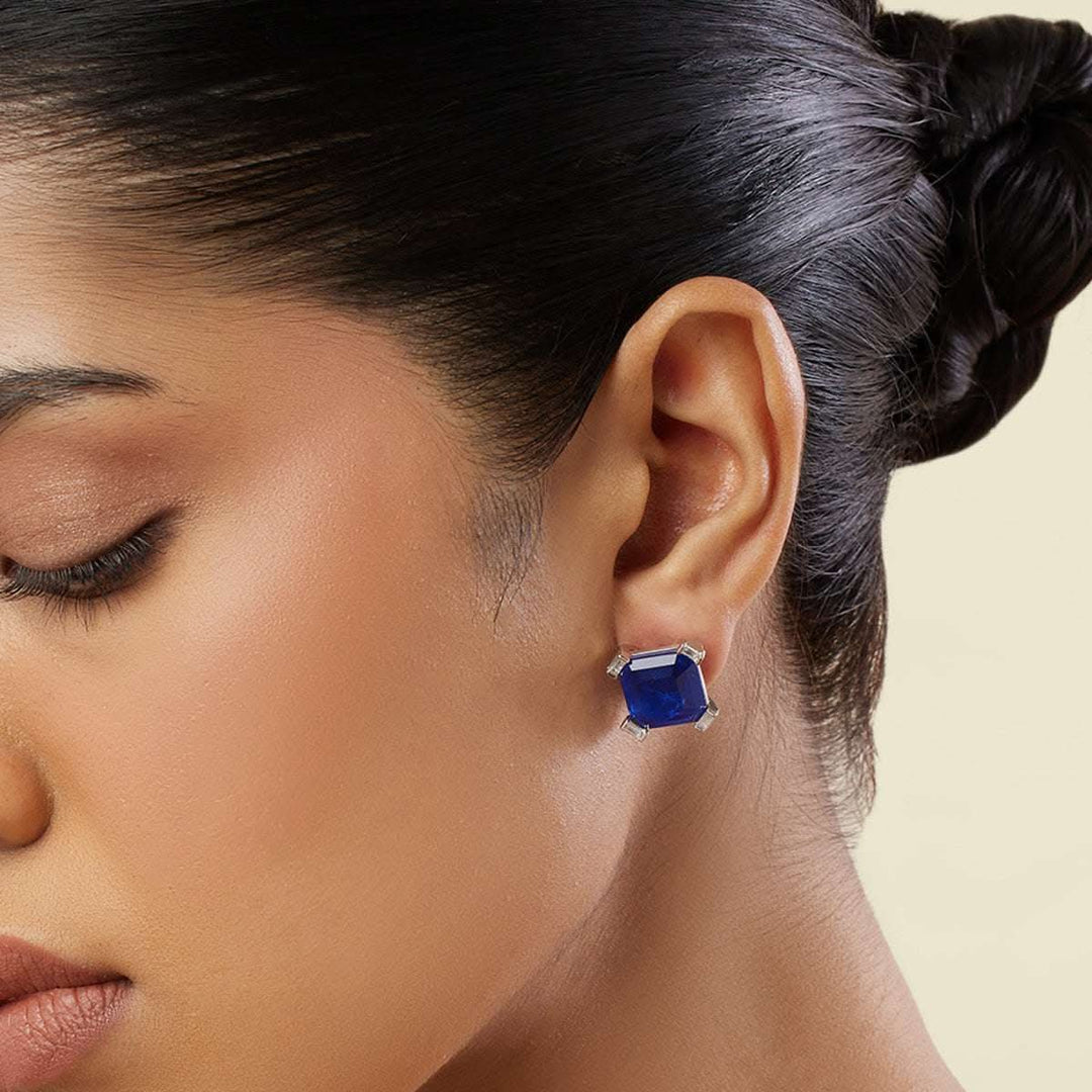 Sapphire Majesty Square Studs