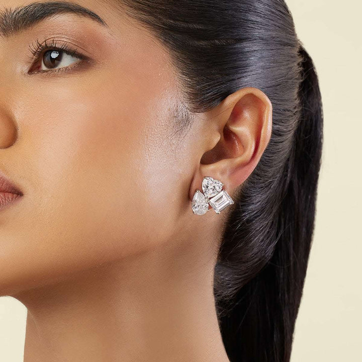 Silver Luxe Geometric Studs