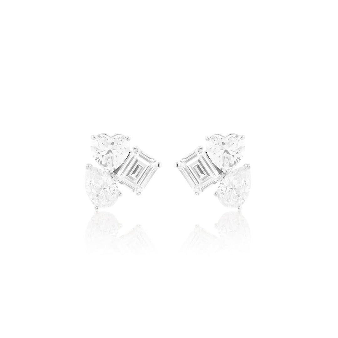 Silver Luxe Geometric Studs