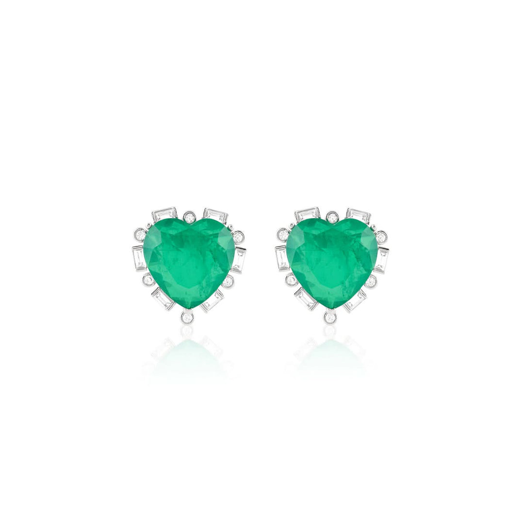 Emerald Radiance Heart Studs