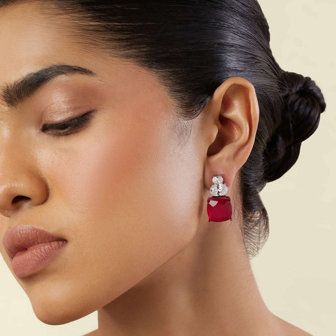 Crimson Elegance Dangler Earrings