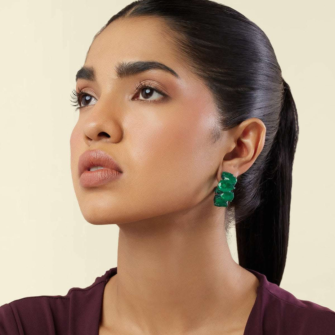 Emerald Glow Statement Hoops