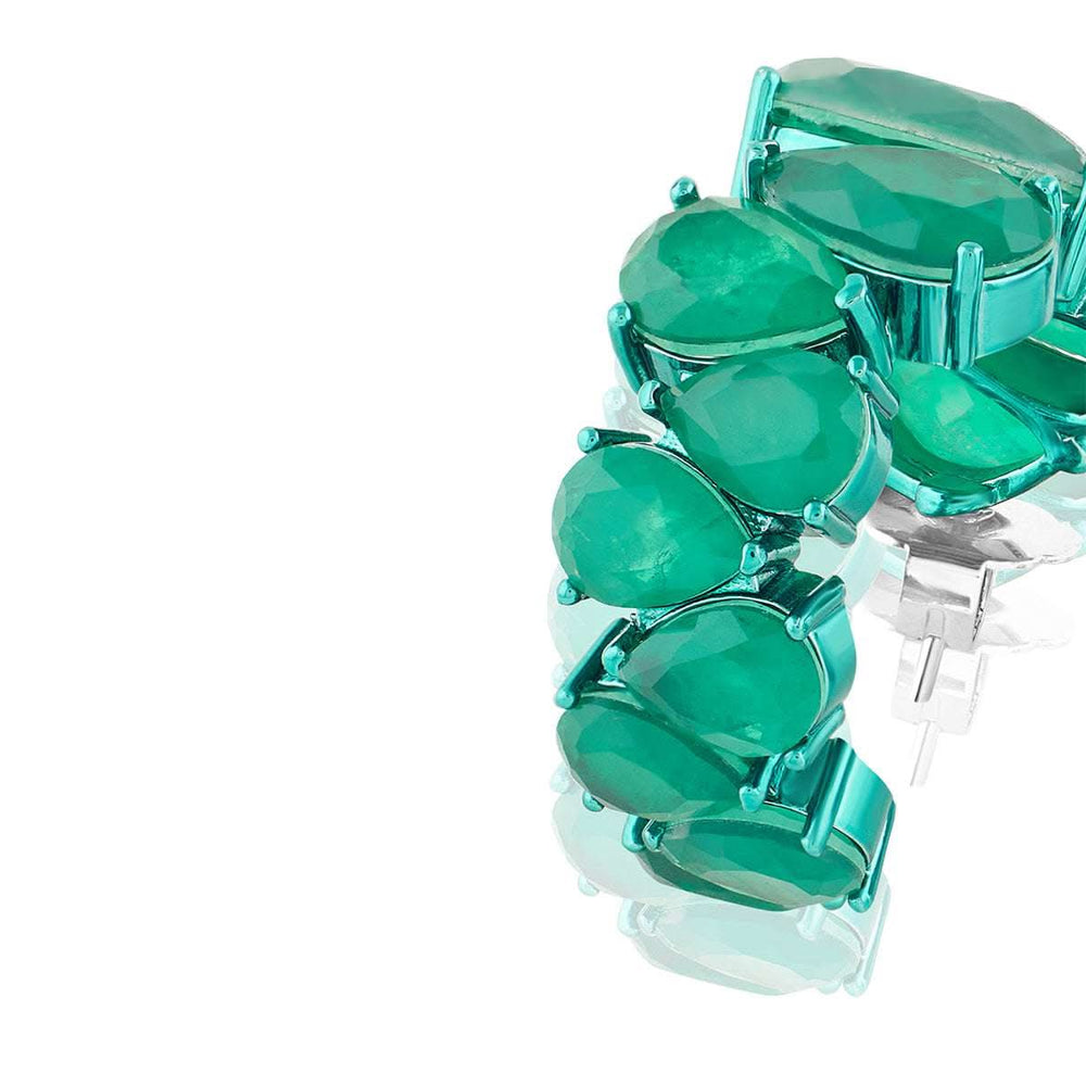 Emerald Glow Statement Hoops