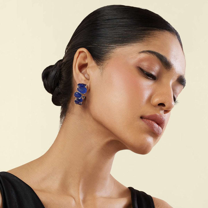 Sapphire Glow Statement Hoops
