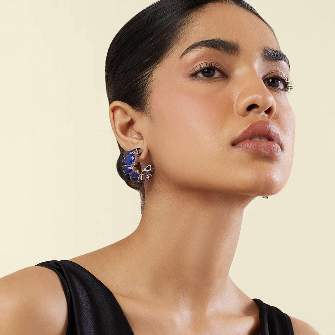 Sapphire Glow Statement Hoops