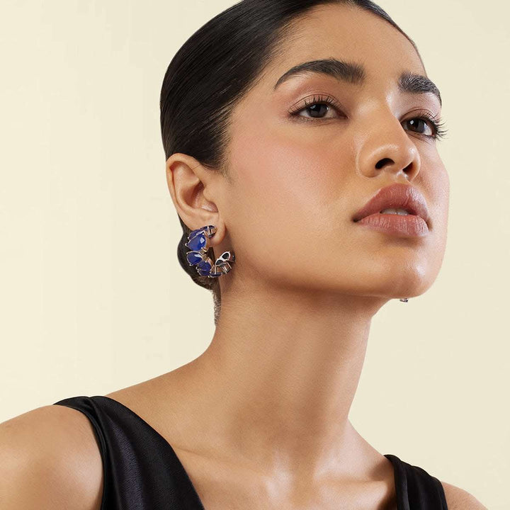 Sapphire Glow Statement Hoops