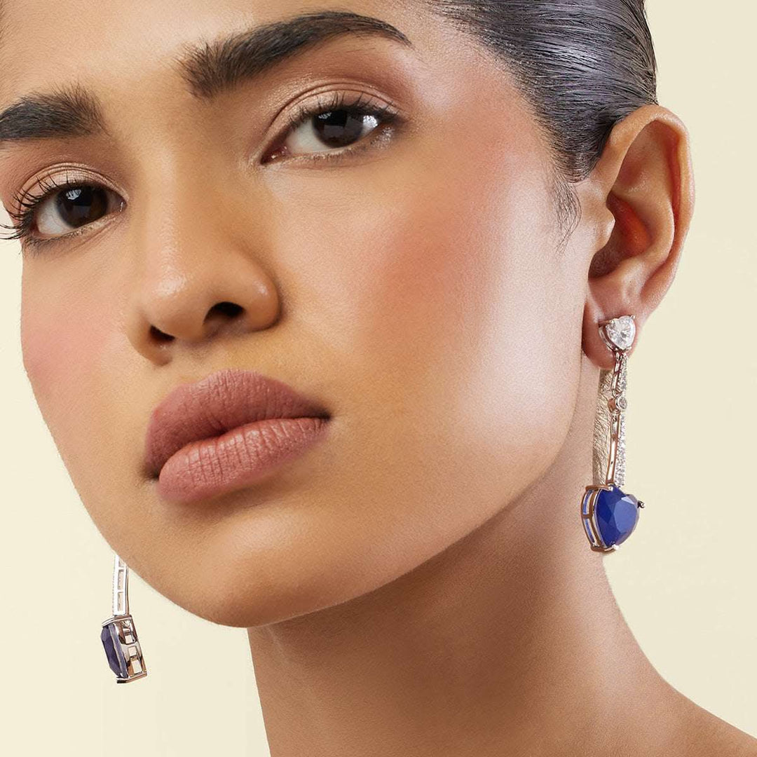 Sapphire Heart Luxe Danglers