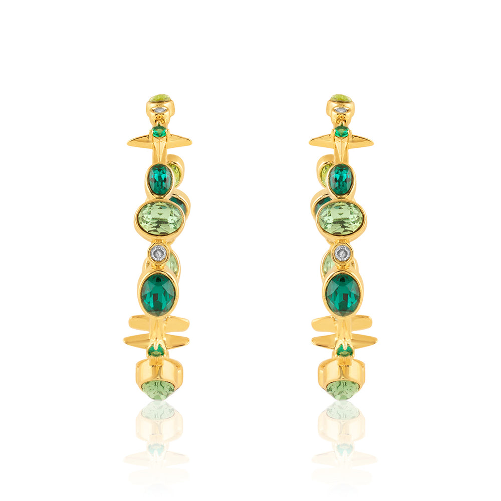 Green Gem Drop Hoops