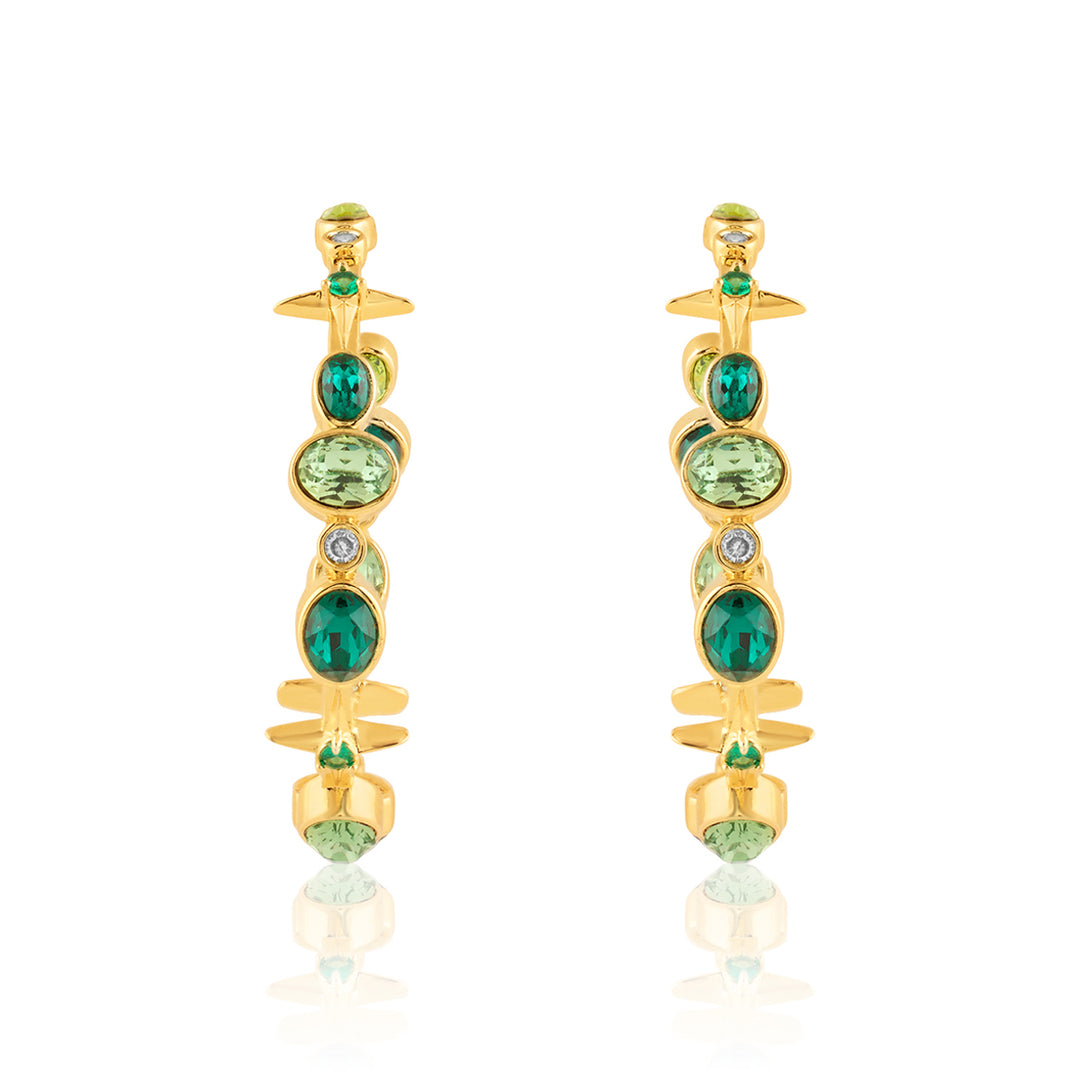 Green Gem Drop Hoops