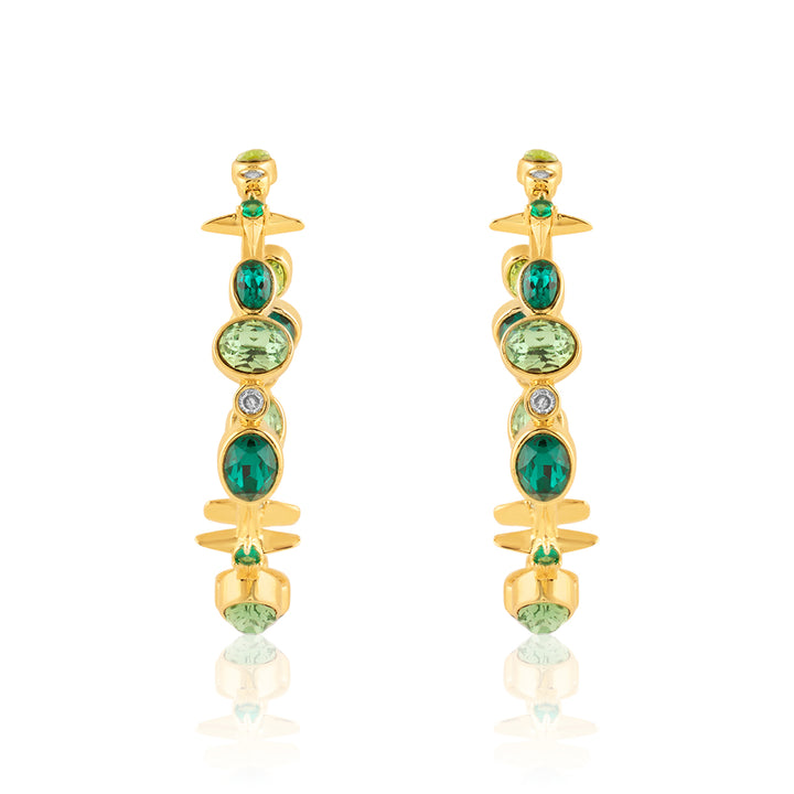 Green Gem Drop Hoops