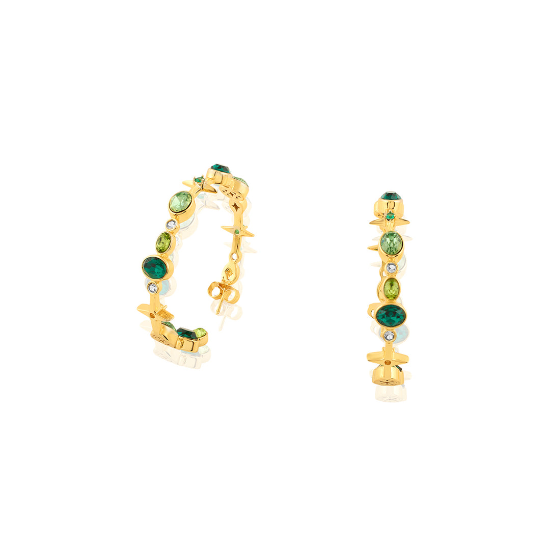 Green Gem Drop Hoops