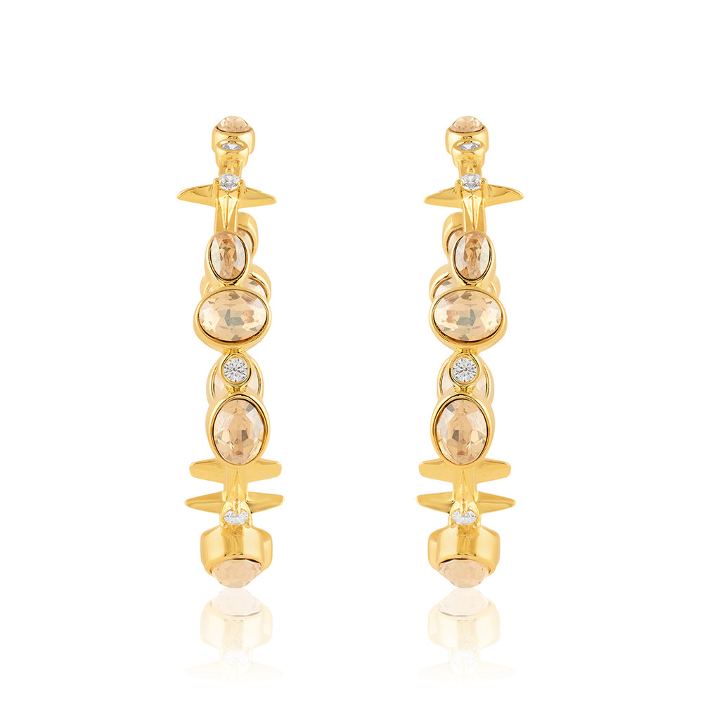 White Gem Drop Hoops