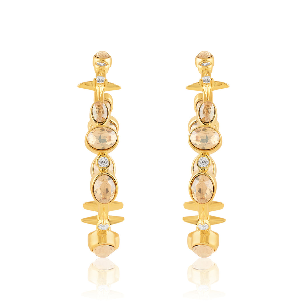 White Gem Drop Hoops