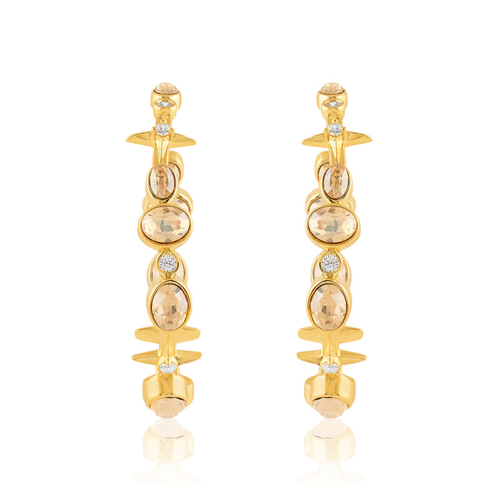 White Gem Drop Hoops