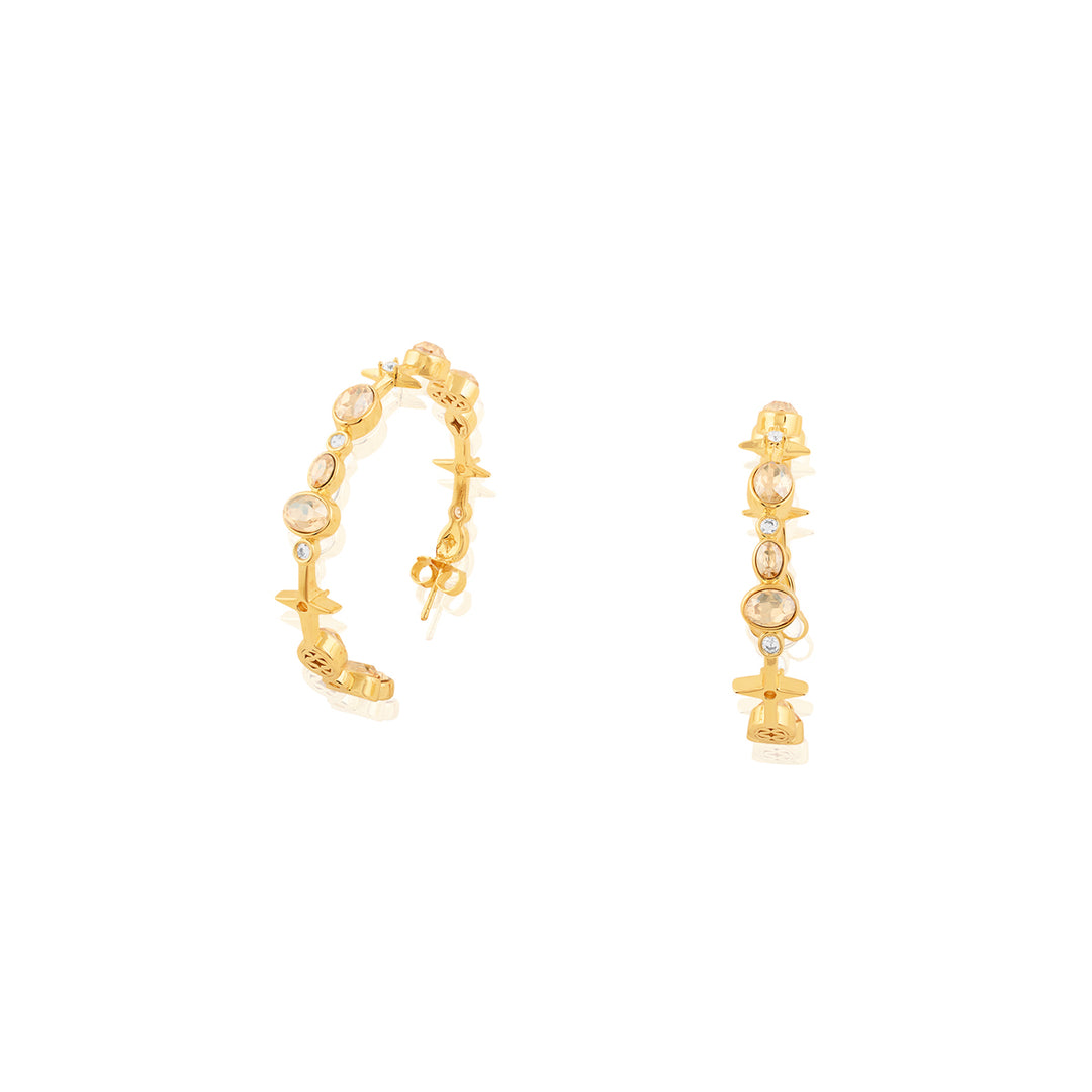 White Gem Drop Hoops