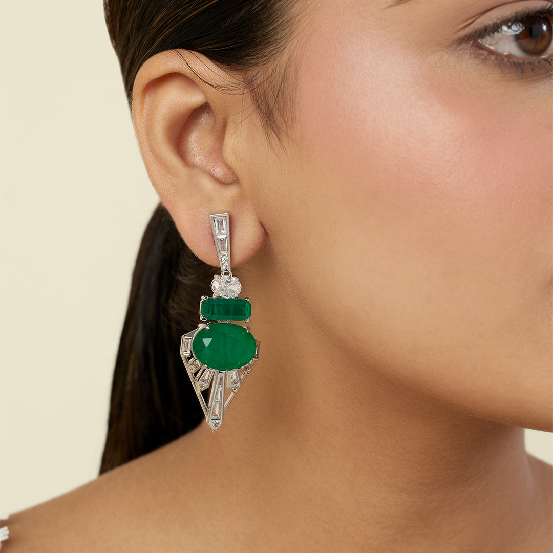 Charlestone Emerald Danglers