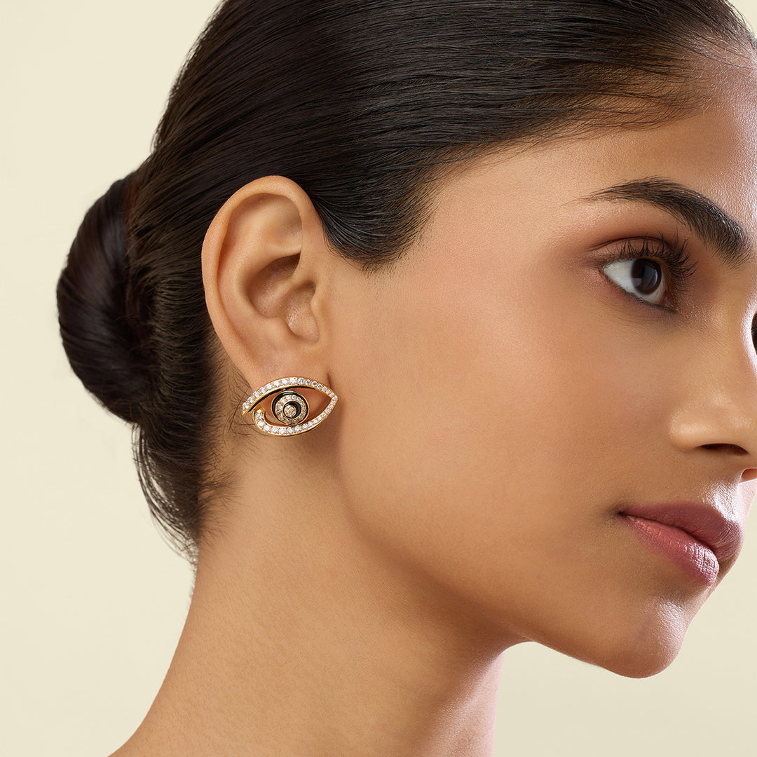 Somnia Eye Studs In 18Kt Gold Plated