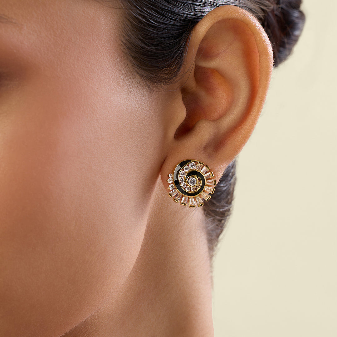 Soluna Spiral Studs In 18Kt Gold Plated