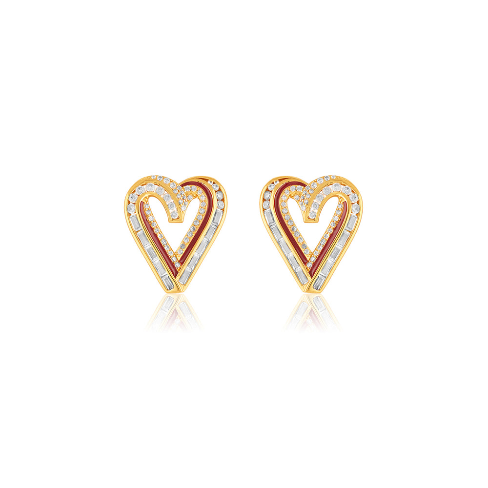 Liminal Heart Studs In 18Kt Gold Plated