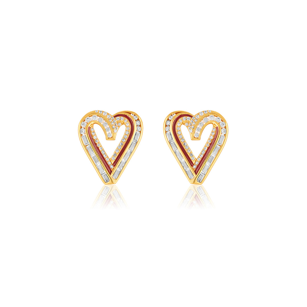 Liminal Heart Studs In 18Kt Gold Plated