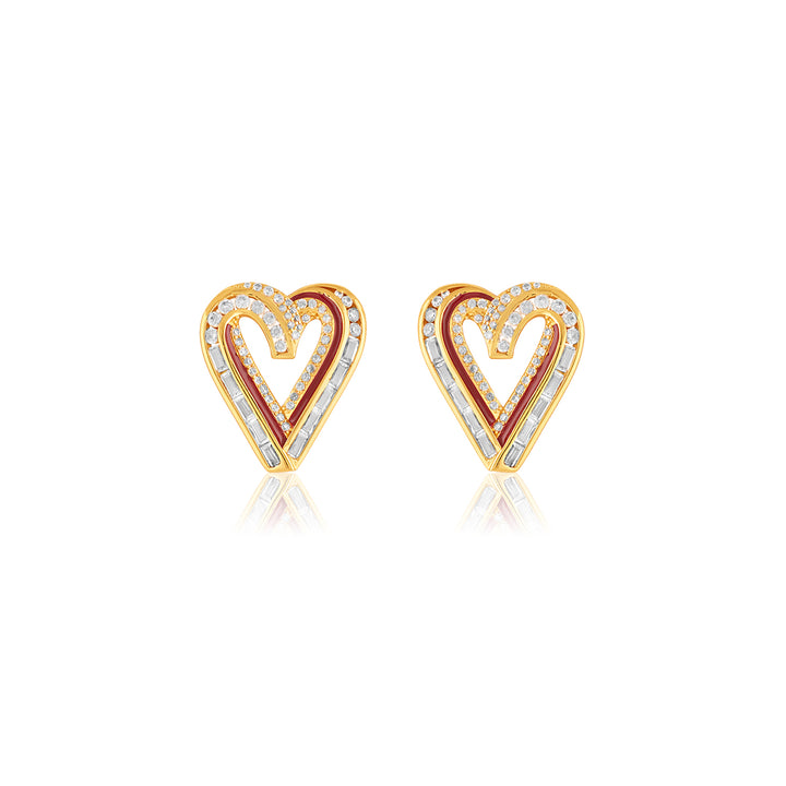Liminal Heart Studs In 18Kt Gold Plated