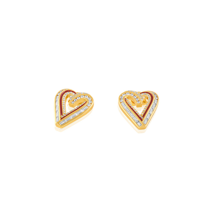 Liminal Heart Studs In 18Kt Gold Plated