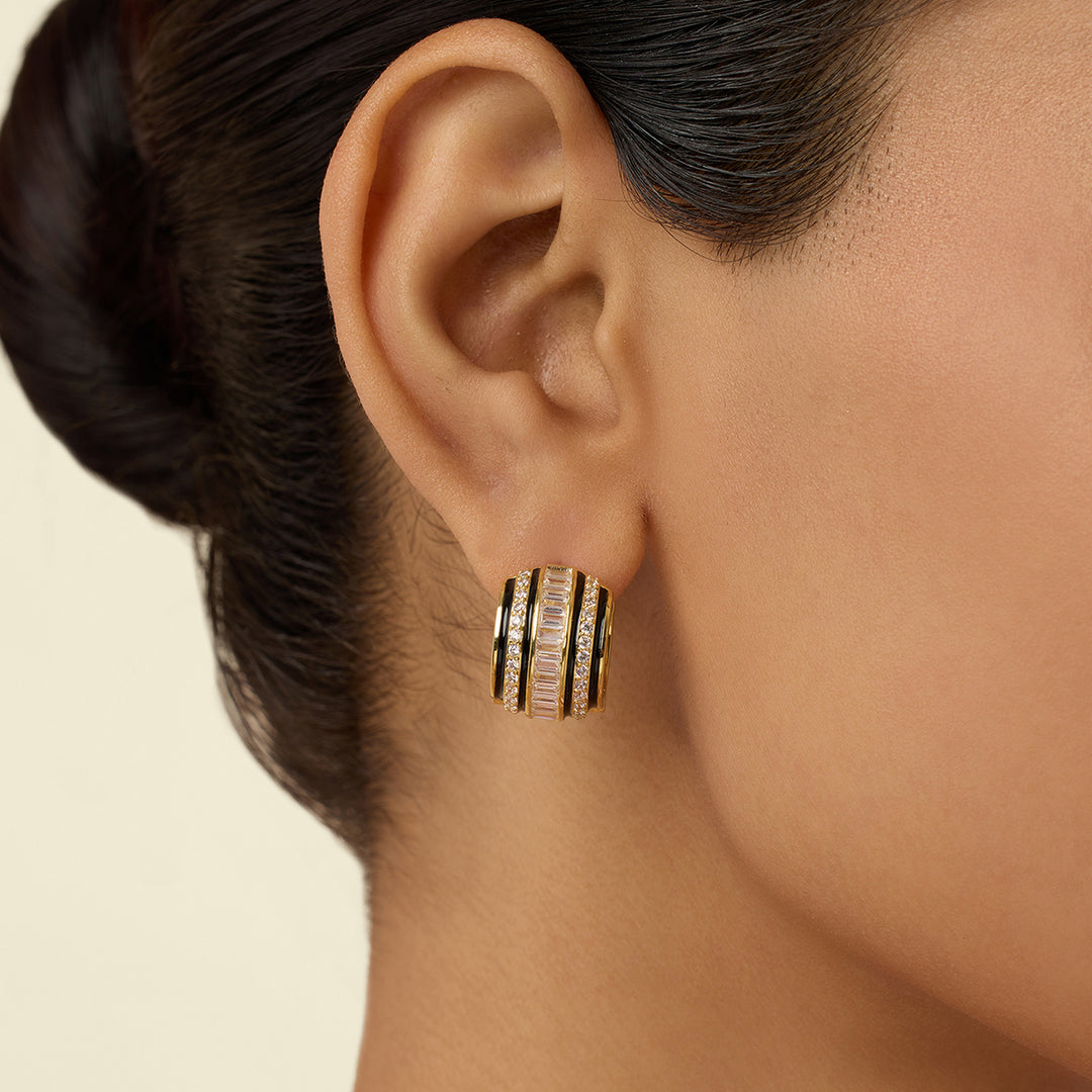 Mirage Huggie Hoops In 18Kt Gold Plated