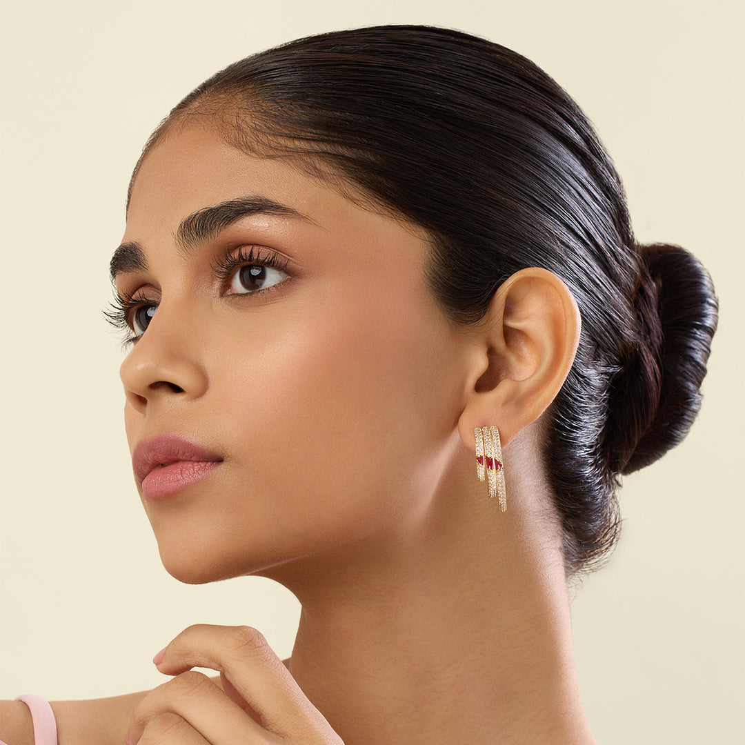 Eclipta Triple Hoops In 18Kt Gold Plated