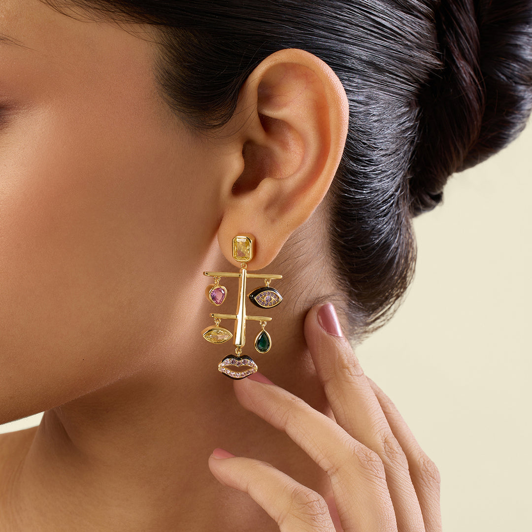 Onera Statement Earrings In 18Kt Gold Plated