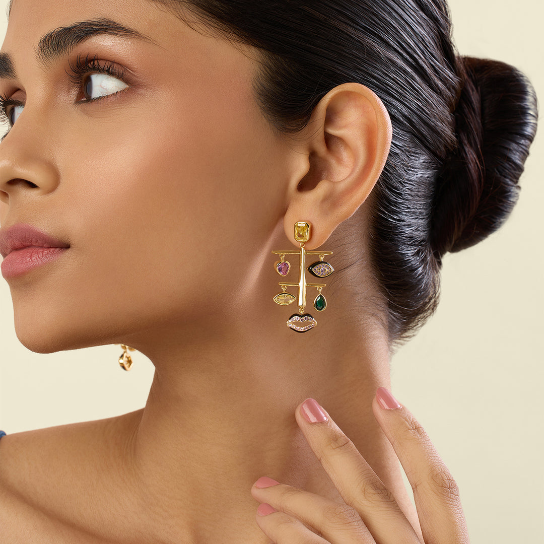 Onera Statement Earrings In 18Kt Gold Plated