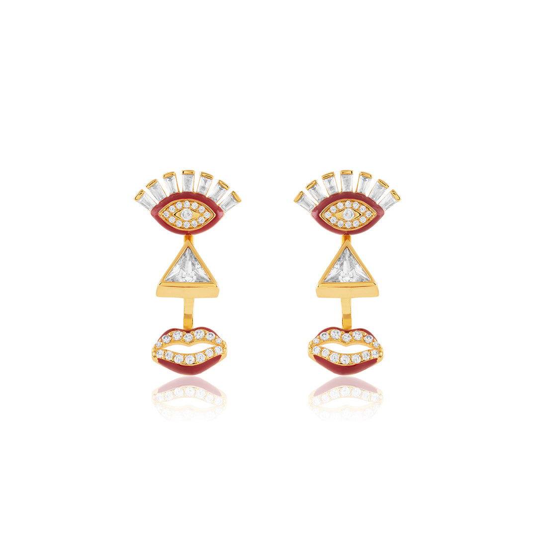 Magritte Danglers In 18Kt Gold Plated