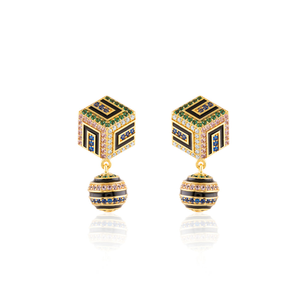 Arpelle Surreal Danglers In 18Kt Gold Plated