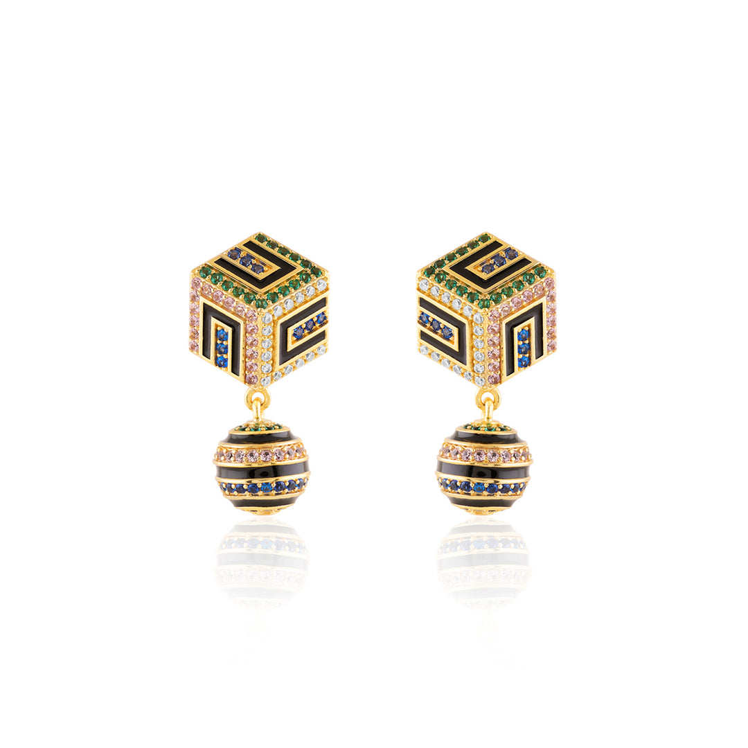 Arpelle Surreal Danglers In 18Kt Gold Plated