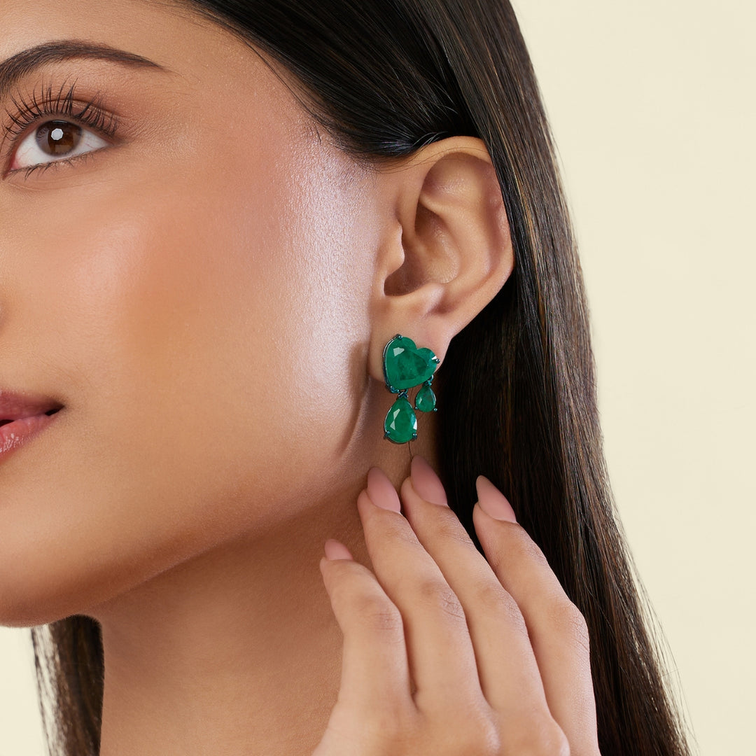 Elara Emerald Dangler Earrings