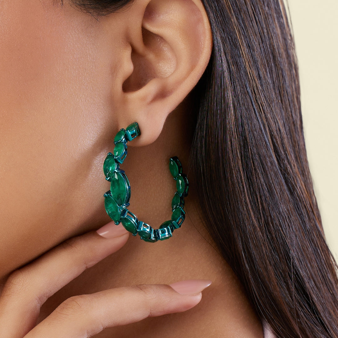 Seraphine Emerald Hoop Earrings