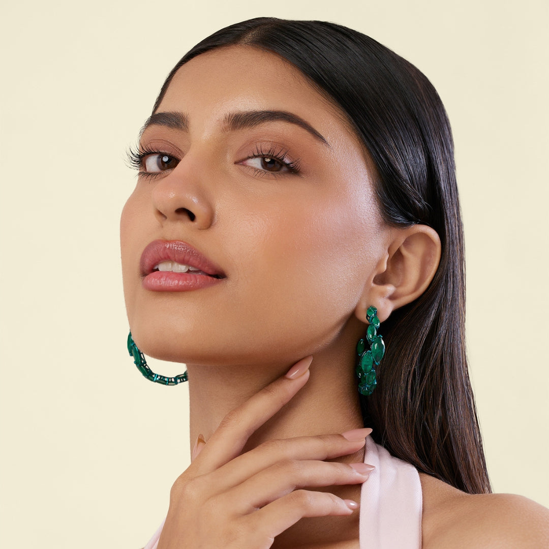 Seraphine Emerald Hoop Earrings
