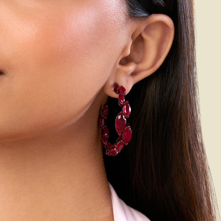Aurelia Ruby Hoop Earrings