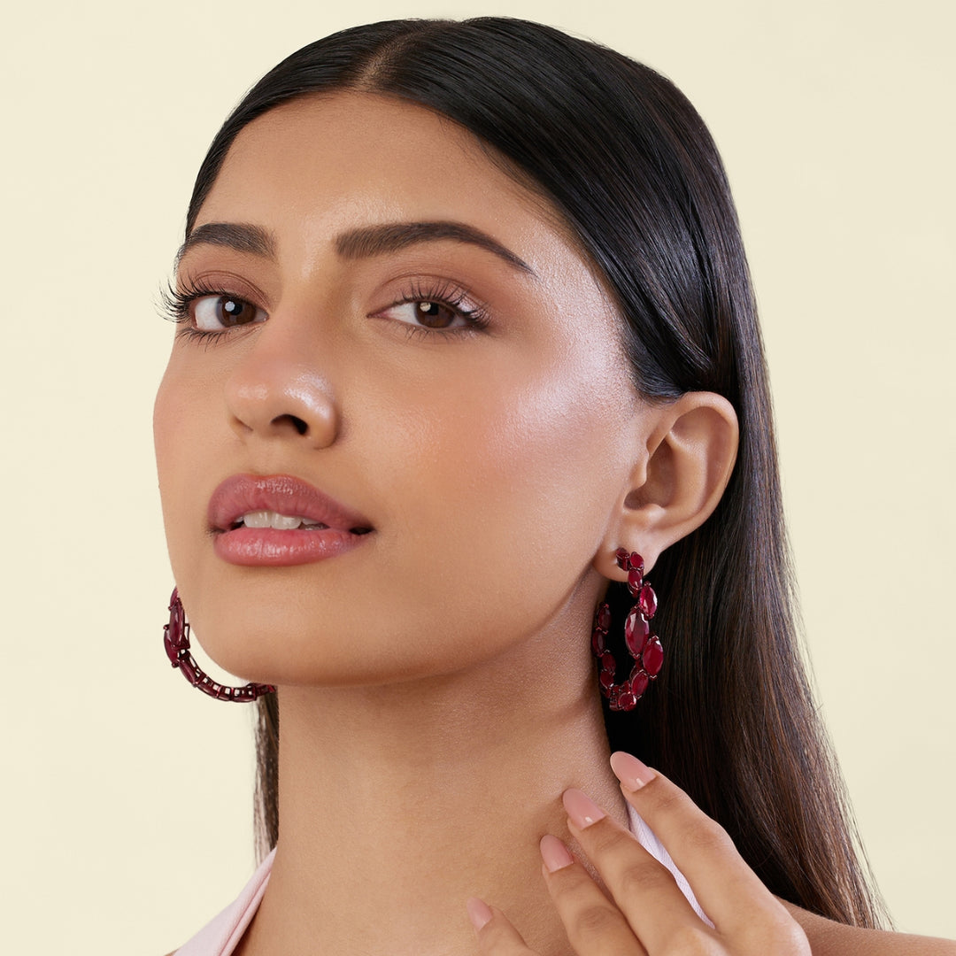 Aurelia Ruby Hoop Earrings